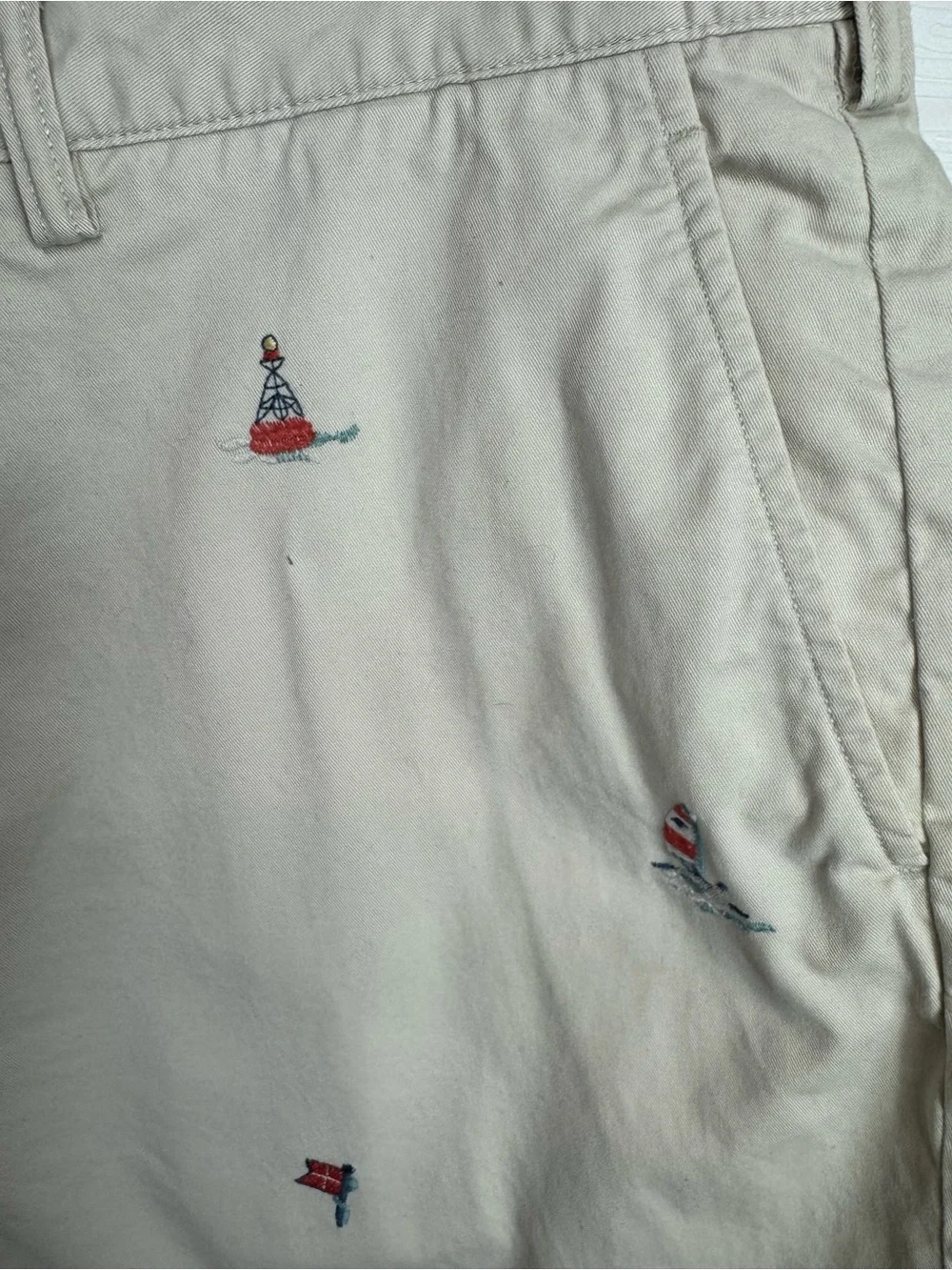 Polo Ralph Lauren Mens Beige Ocean Sailing Chino Classic Fit Shorts Size 38